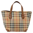 Burberrys Nova Check Hand Bag Canvas Beige Gold Auth 173795-2