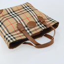 Burberrys Nova Check Hand Bag Canvas Beige Gold Auth 173795-6