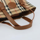 Burberrys Nova Check Hand Bag Canvas Beige Gold Auth 173795-7