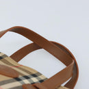 Burberrys Nova Check Hand Bag Canvas Beige Gold Auth 173795-8