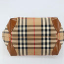 Burberrys Nova Check Hand Bag Canvas Beige Gold Auth 173795-5