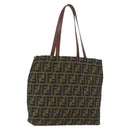 FENDI Zucca Canvas Handtasche Schwarz Braun Auth 173796-1