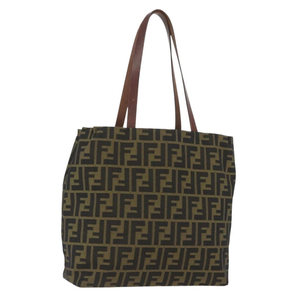 FENDI Zucca Canvas Handtasche Schwarz Braun Auth 173796
