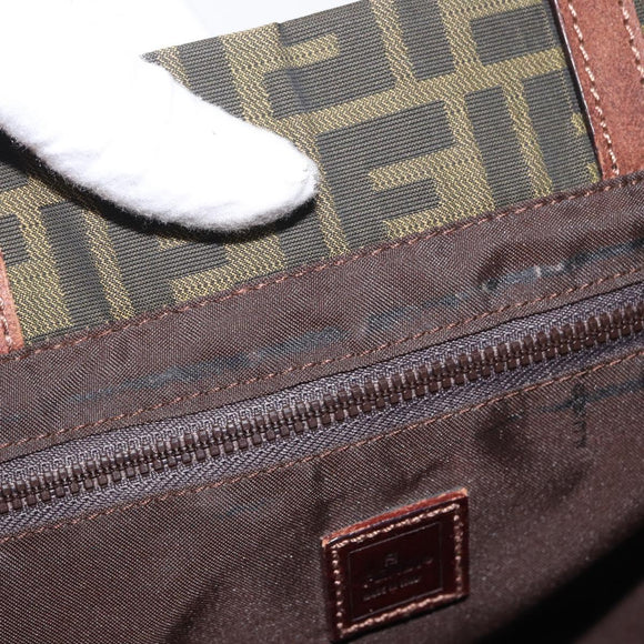 FENDI Zucca Canvas Handtasche Schwarz Braun Auth 173796