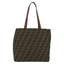 FENDI Zucca Canvas Handtasche Schwarz Braun Auth 173796-13