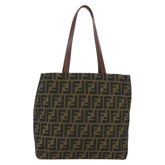 FENDI Zucca Canvas Handtasche Schwarz Braun Auth 173796
