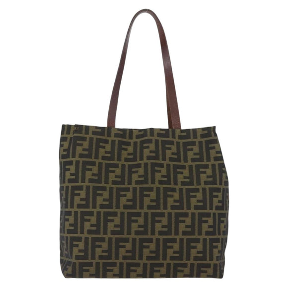 FENDI Zucca Canvas Handtasche Schwarz Braun Auth 173796