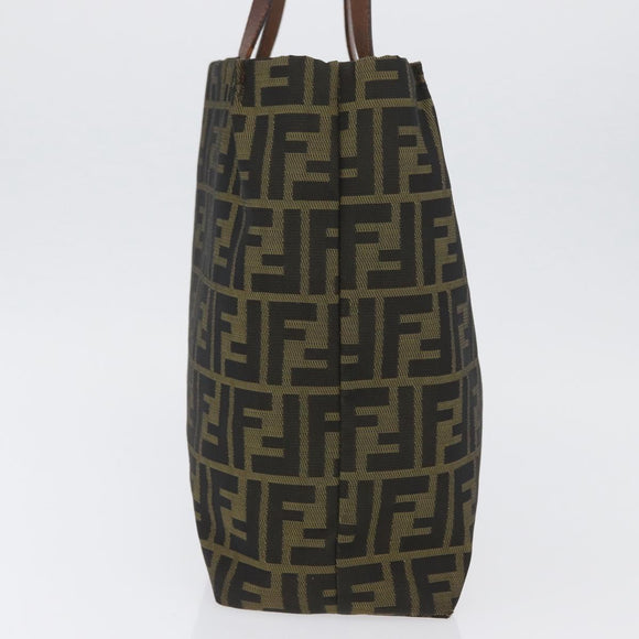 FENDI Zucca Canvas Handtasche Schwarz Braun Auth 173796
