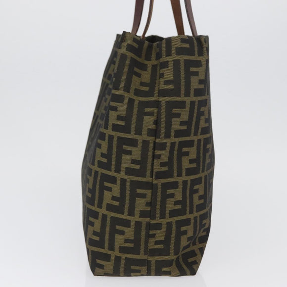 FENDI Zucca Canvas Handtasche Schwarz Braun Auth 173796