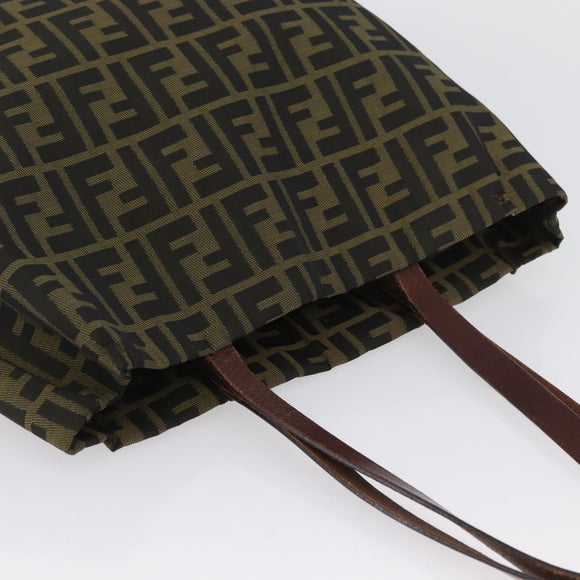 FENDI Zucca Canvas Handtasche Schwarz Braun Auth 173796