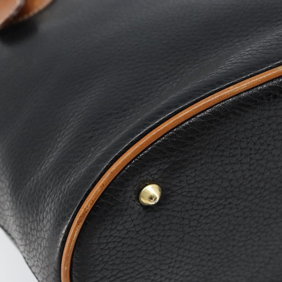 CELINE Tote Bag Leather Black Gold Auth 173798A