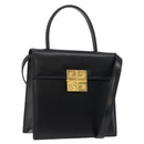 GIVENCHY Hand Bag Leather 2way Black Gold Auth 173799-1