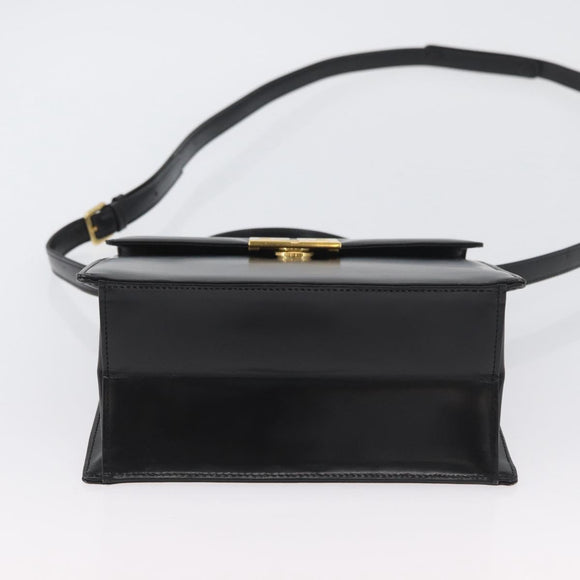 GIVENCHY Hand Bag Leather 2way Black Gold Auth 173799