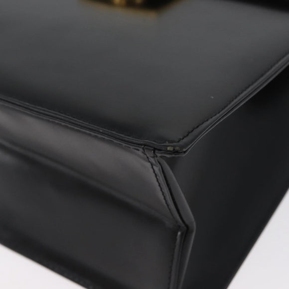 GIVENCHY Hand Bag Leather 2way Black Gold Auth 173799