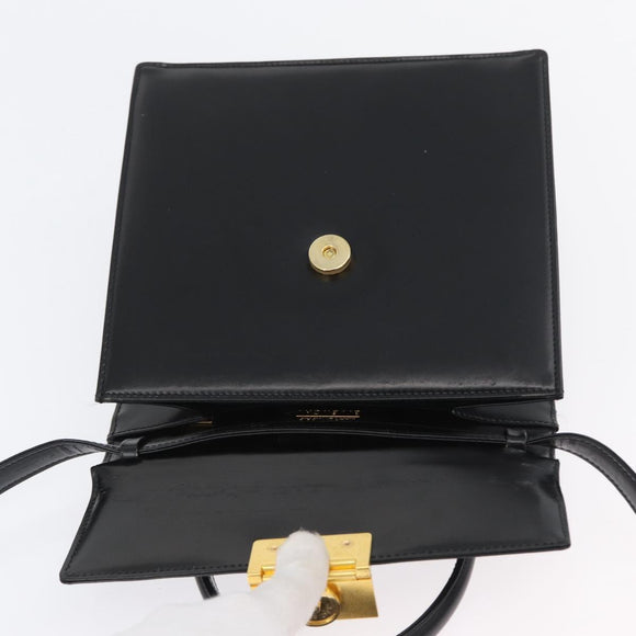 GIVENCHY Hand Bag Leather 2way Black Gold Auth 173799