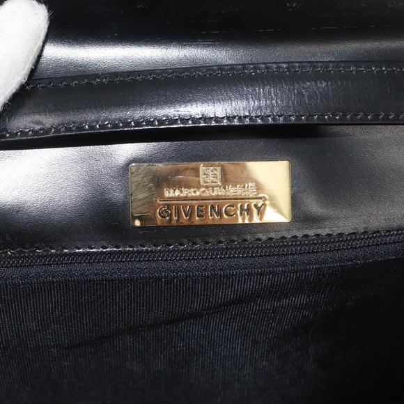 GIVENCHY Hand Bag Leather 2way Black Gold Auth 173799