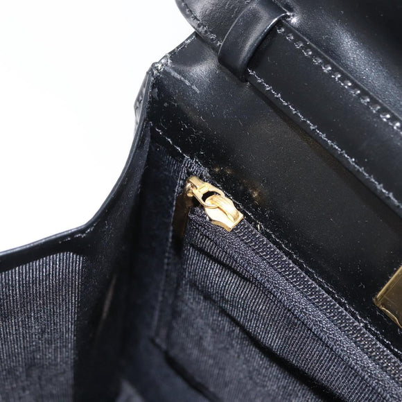 GIVENCHY Hand Bag Leather 2way Black Gold Auth 173799