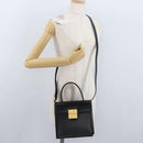 GIVENCHY Hand Bag Leather 2way Black Gold Auth 173799-24