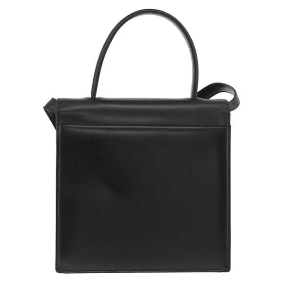 GIVENCHY Hand Bag Leather 2way Black Gold Auth 173799
