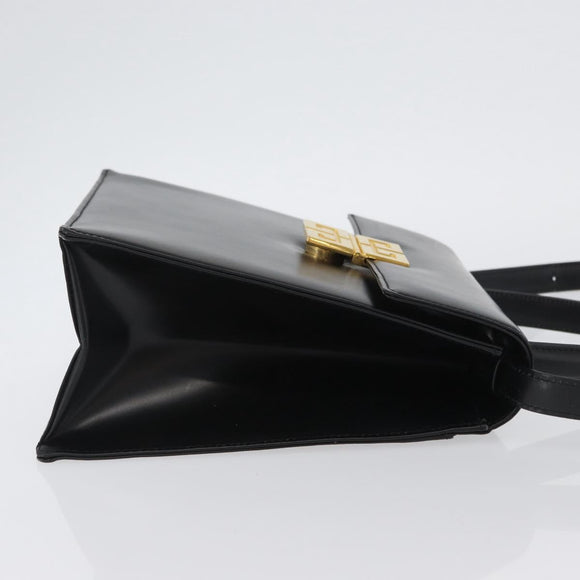 GIVENCHY Hand Bag Leather 2way Black Gold Auth 173799