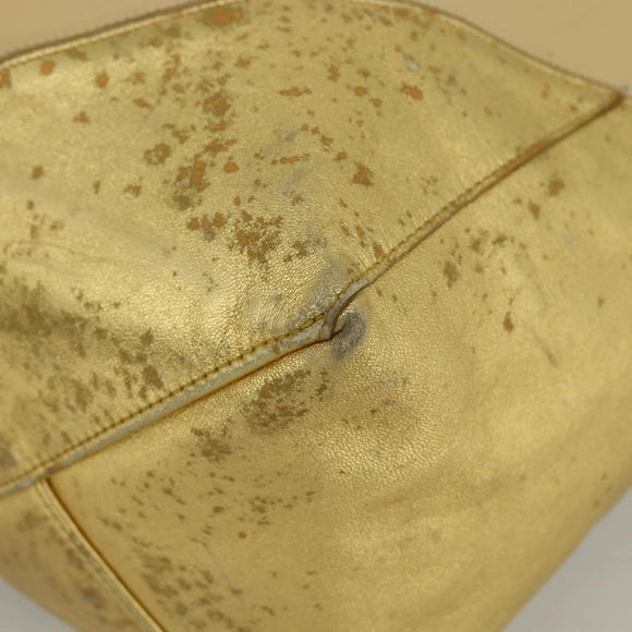 CELINE Tote Bag Leather Gold Auth 173800