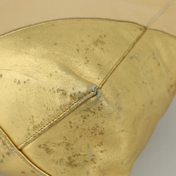 CELINE Tote Bag Leather Gold Auth 173800