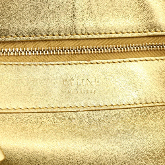 CELINE Tote Bag Leather Gold Auth 173800