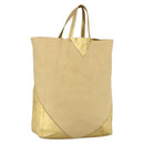 CELINE Tote Bag Leather Gold Auth 173800-1