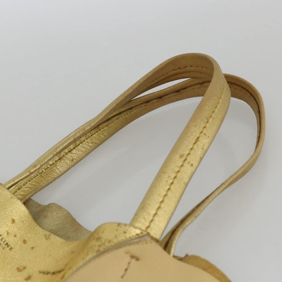 CELINE Tote Bag Leather Gold Auth 173800