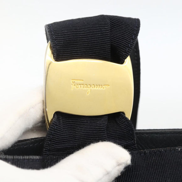Salvatore Ferragamo Tote Bag Canvas Navy Gold Auth 173801