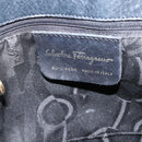 Salvatore Ferragamo Tote Bag Canvas Navy Gold Auth 173801-12