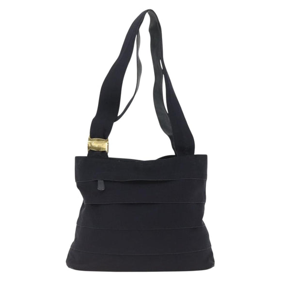 Salvatore Ferragamo Tote Bag Canvas Navy Gold Auth 173801