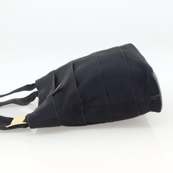 Salvatore Ferragamo Tote Bag Canvas Navy Gold Auth 173801