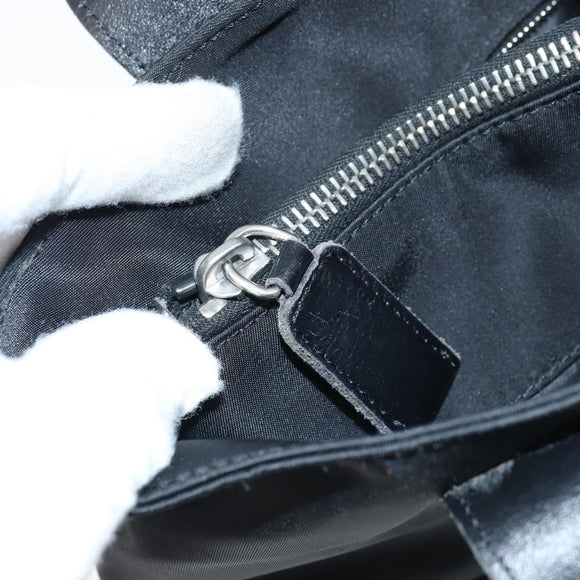 FENDI Tote Bag Nylon Black Silver Auth 173802