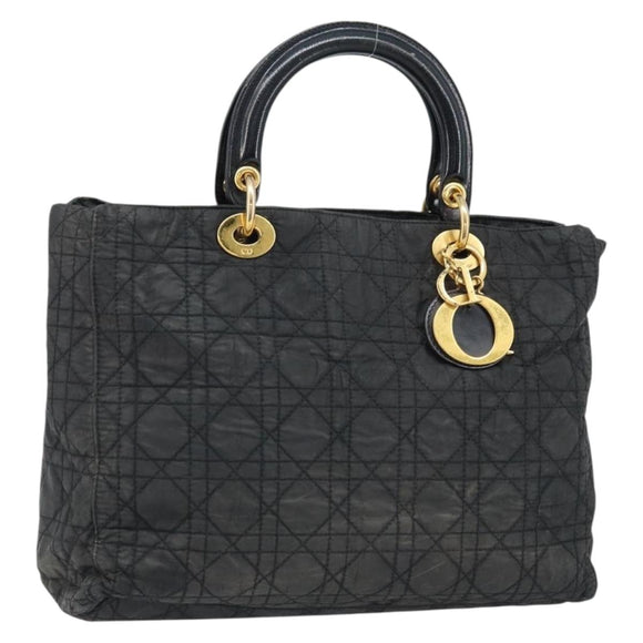 Christian Dior Lady Dior Handtasche Nylon Rosa Gold Auth 173806