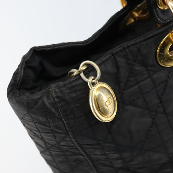 Christian Dior Lady Dior Handtasche Nylon Rosa Gold Auth 173806