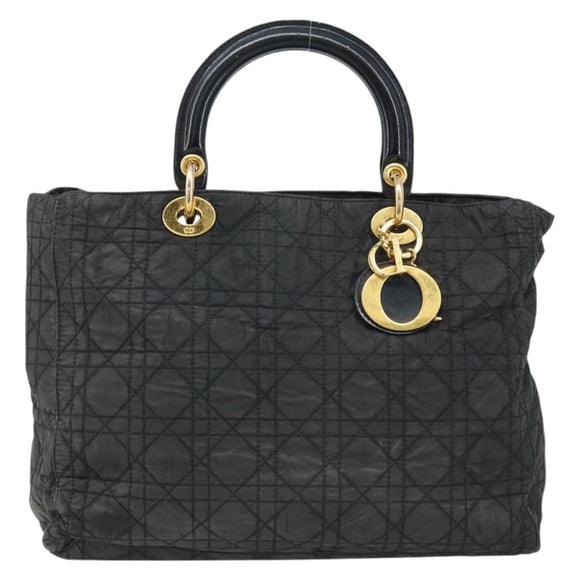 Christian Dior Lady Dior Handtasche Nylon Rosa Gold Auth 173806