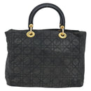 Christian Dior Lady Dior Handtasche Nylon Rosa Gold Auth 173806-2