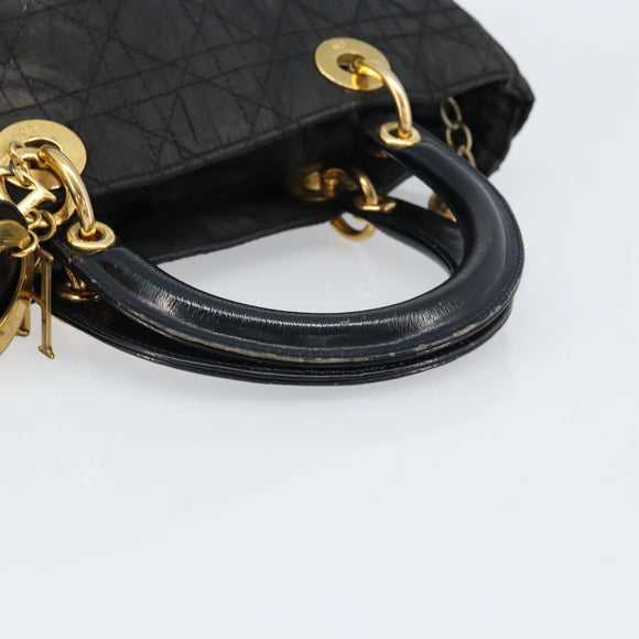 Christian Dior Lady Dior Handtasche Nylon Rosa Gold Auth 173806