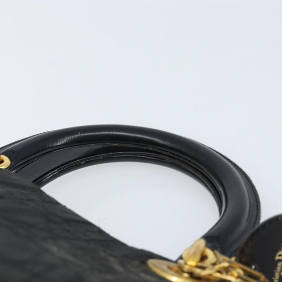 Christian Dior Lady Dior Handtasche Nylon Rosa Gold Auth 173806
