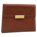 Christian Dior Clutch Bag Leather Brown Gold Auth 173808-1