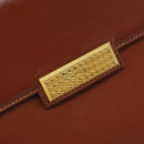 Christian Dior Clutch Bag Leather Brown Gold Auth 173808-12