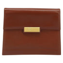 Christian Dior Clutch Bag Leather Brown Gold Auth 173808-2