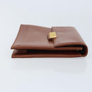 Christian Dior Clutch Bag Leather Brown Gold Auth 173808-4