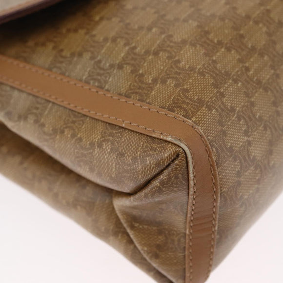 CELINE Macadam Canvas Shoulder Bag PVC Beige Gold Auth 173810