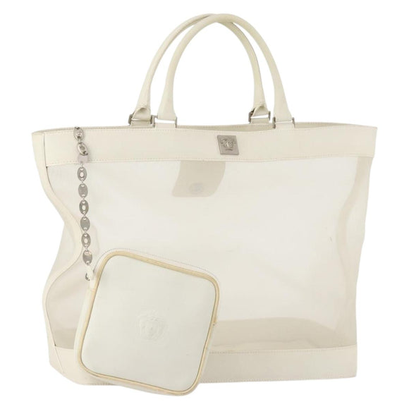 Gianni Versace mesh Tote Bag Nylon White Auth 173811