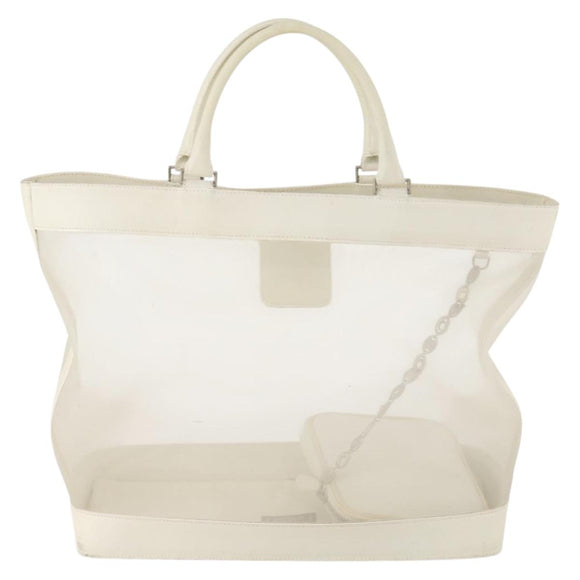 Gianni Versace mesh Tote Bag Nylon White Auth 173811