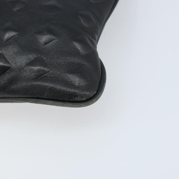 MCM Vicetos Logogram Clutch Bag Leather Black Silver Auth 173812