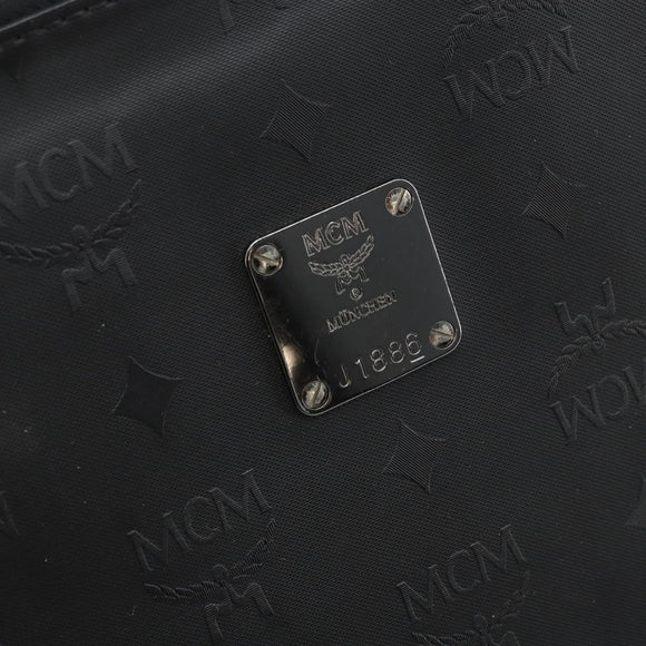 MCM Vicetos Logogram Clutch Bag Leather Black Silver Auth 173812