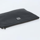 MCM Vicetos Logogram Clutch Bag Leather Black Silver Auth 173812-5